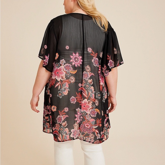 Maurices Black Floral Kimono - Picture 2 of 3